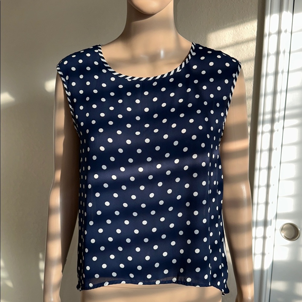 Forever 21 Navy Polka Dot and Stripe Top Size Small.